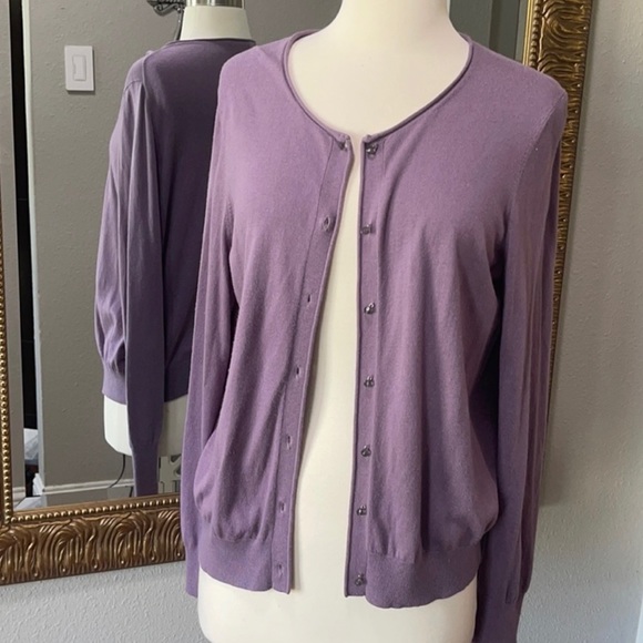 Ann Taylor Silk Purple and Ivory Dress - Picture 9 of 9